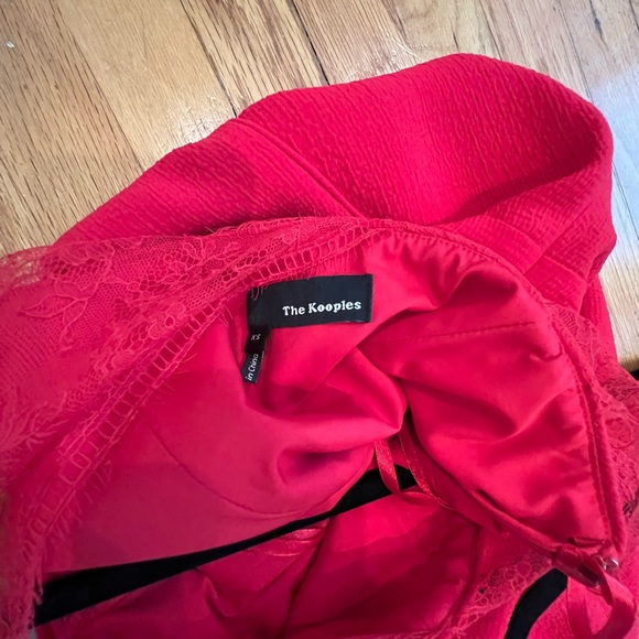 The kooples red dress with lace sleeves a line holiday - Picture 8 of 8